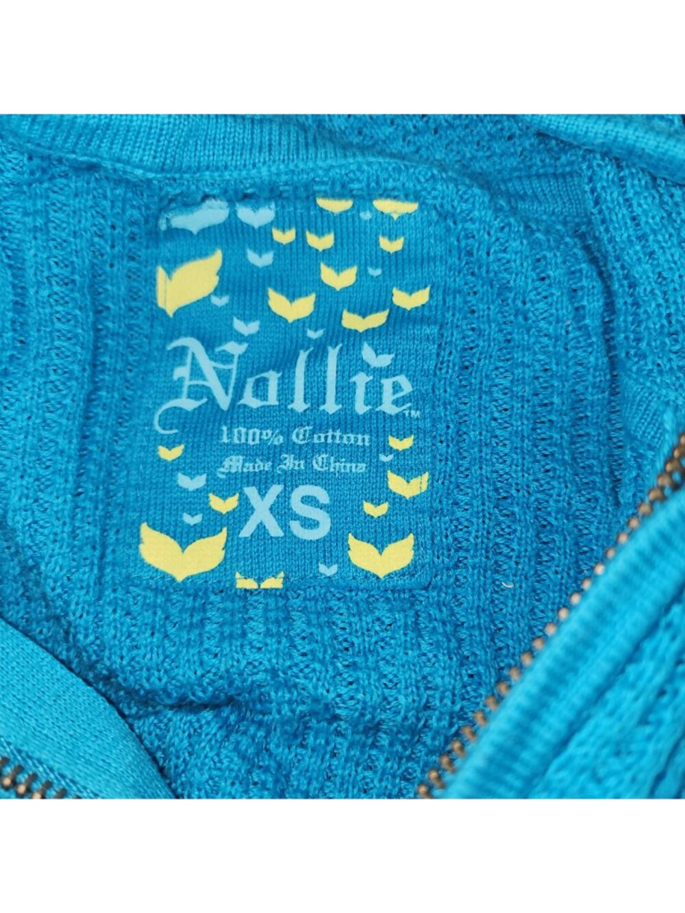 Women's Nollie Hoodie Zip-up Sweater 100% Cotton XS Bright Blue Elbow Length - Picture 5 of 6